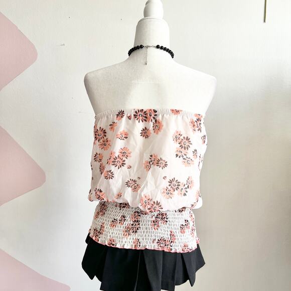 Y2K Floral Smoked Tube Top, Coquette, Cottagecore, Boho, Fairycore,‎ Small - Picture 2 of 3